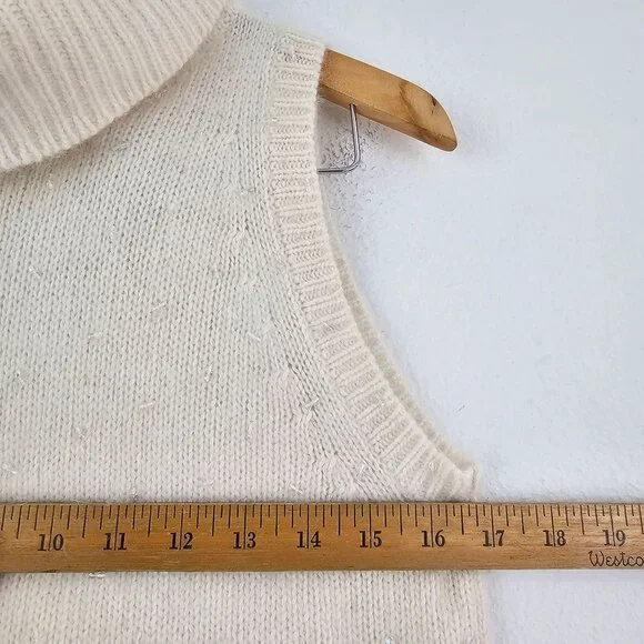Lauren Ralph Lauren Womens Sz M Cream Turtleneck Sweater Vest Wool Angora Sequin - Picture 6 of 12